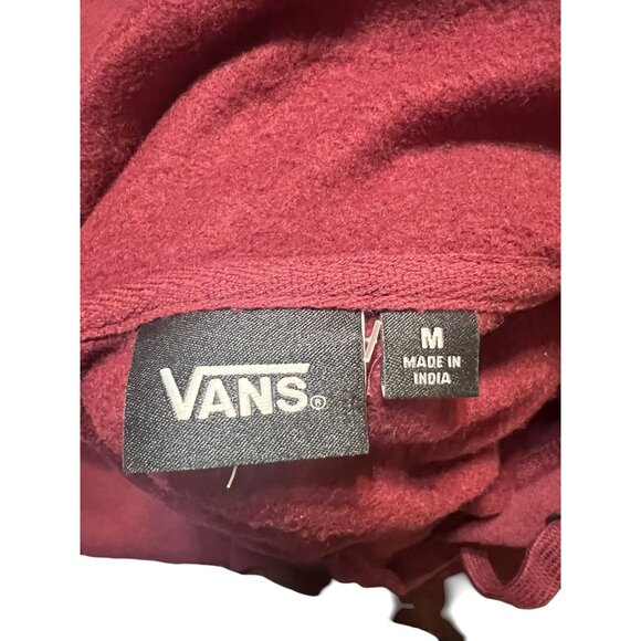Vans Off the Wall Hoodie Kangaroo Pocket Front Back Graphic Maroon Burgundy Sz M - Picture 5 of 5